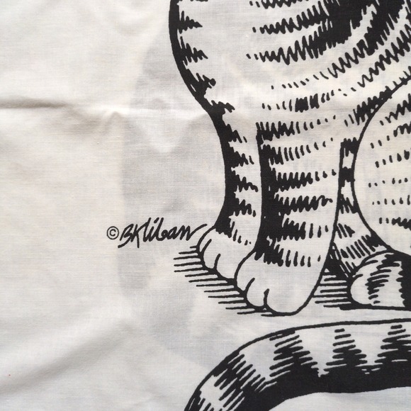 Vtg 70s Kliban Cat Kiss Cheek Standard Pillow Case Cover Bedding Marlborough - Picture 4 of 6